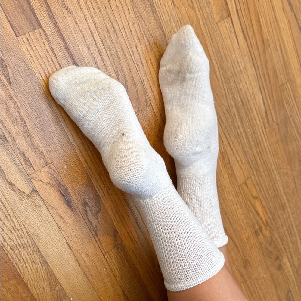 Well worn tall ankle socks